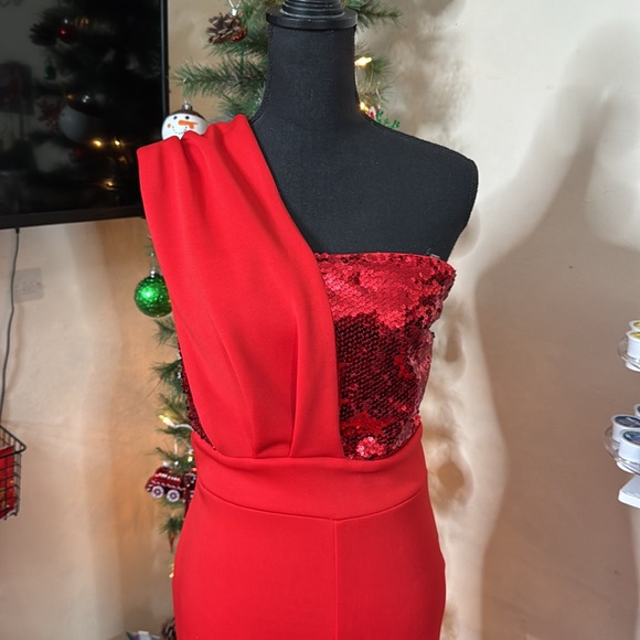 CHICME Red Sequin One Piece Suit Size M - Picture 3 of 8